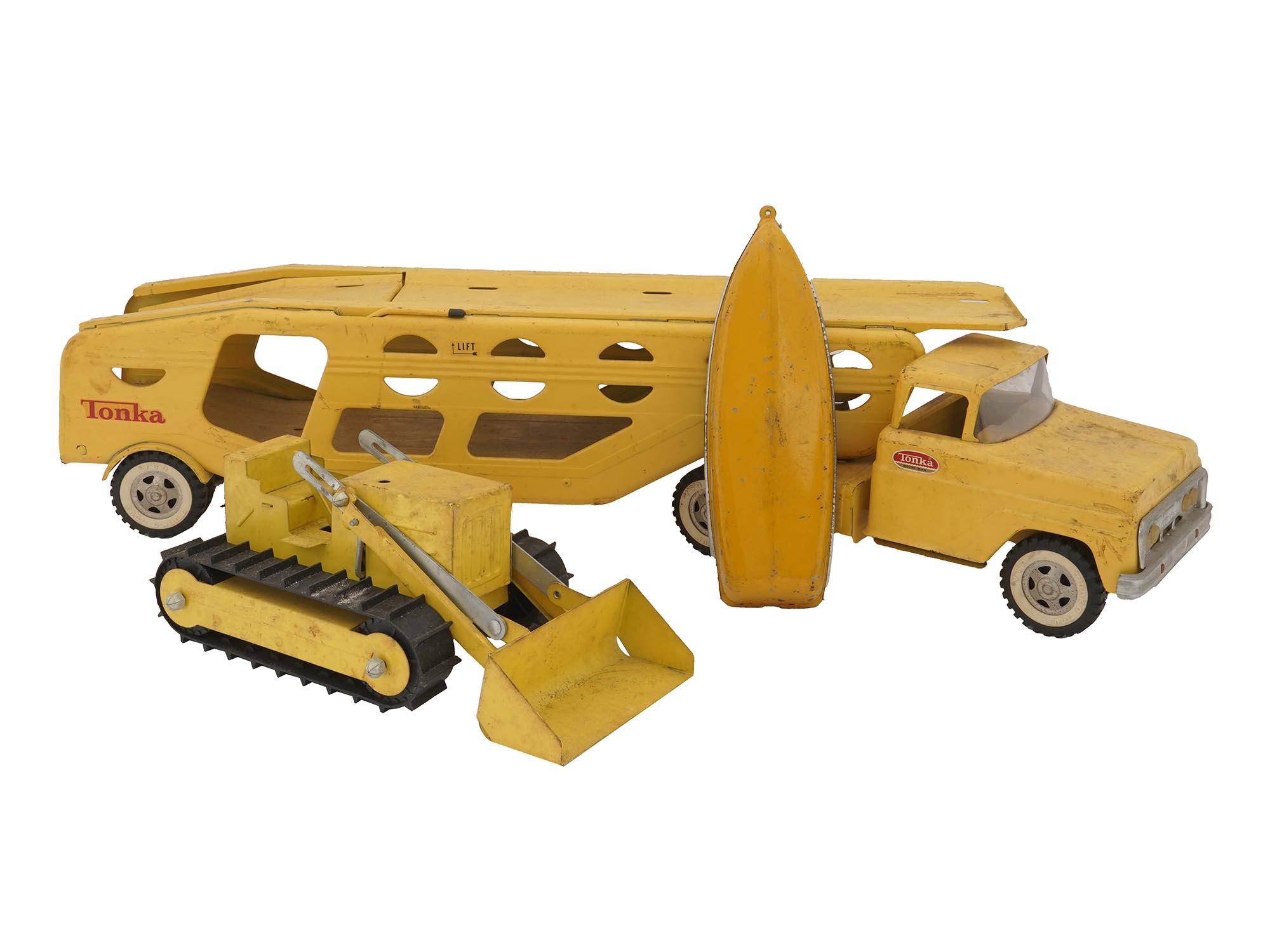 CAST TOY CARS TONKA TRUCK AND STRUCTO BULLDOZER PIC-0